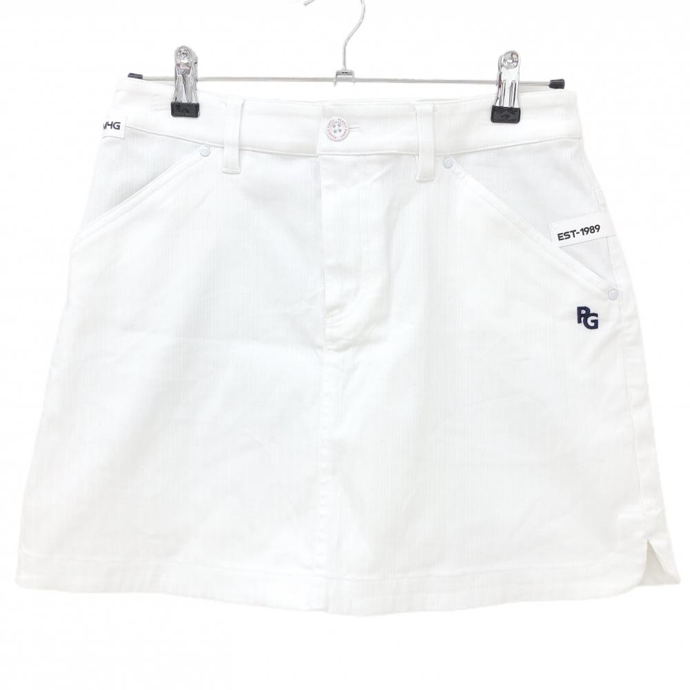 【超美品】パーリーゲイツ スカート 白 織生地  レディース 1(M) ゴルフウェア 2024年モデル PEARLY GATES