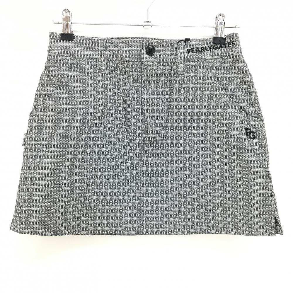 【新品】パーリーゲイツ スカート 黒×白 総柄 ロゴ刺しゅう レディース 0(S) ゴルフウェア PEARLY GATES