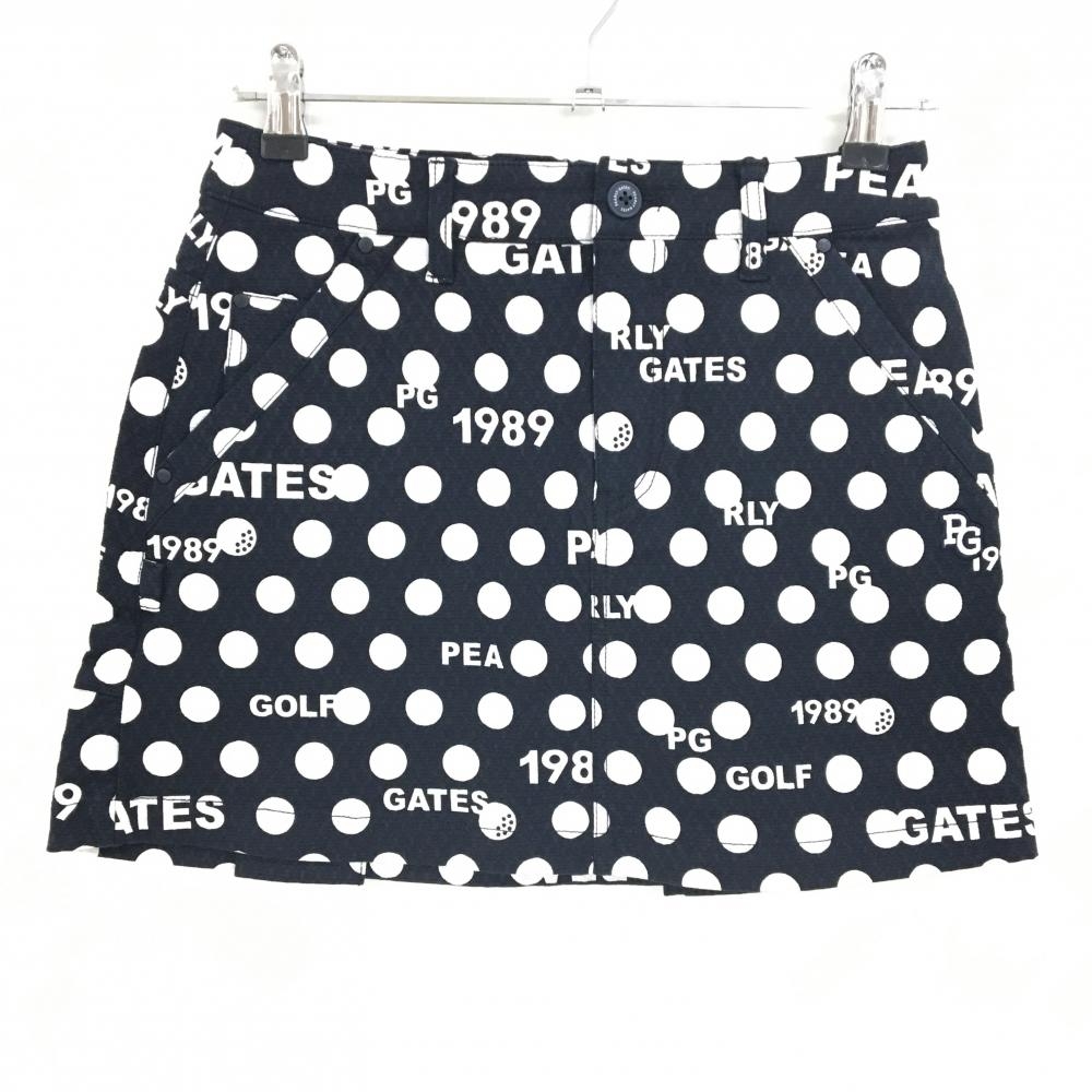 【新品】パーリーゲイツ スカート ダークネイビー×白 ドット柄 ロゴ 後ろ裾ボックスプリーツ レディース 0(S) ゴルフウェア PEARLY GATES