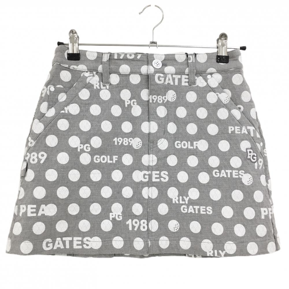 【新品】パーリーゲイツ スカート グレー×白 ドット柄 ロゴ 後ろ裾ボックスプリーツ レディース 0(S) ゴルフウェア PEARLY GATES