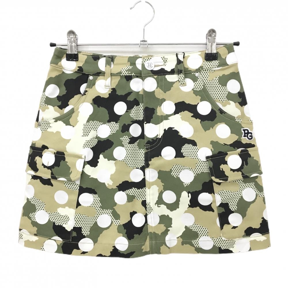 【新品】パーリーゲイツ カーゴスカート カーキ×白 カモフラ 迷彩 ドット レディース 00(XS) ゴルフウェア PEARLY GATES