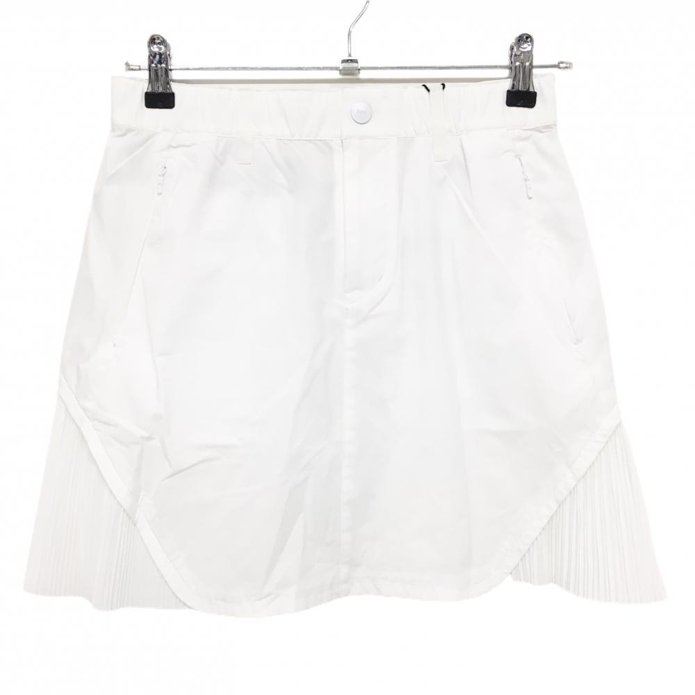 【新品】PGGパーリーゲイツ スカート 白×ネイビー サイド・背面プリーツ ウエストゴム レディース 0(S) ゴルフウェア PEARLY GATES