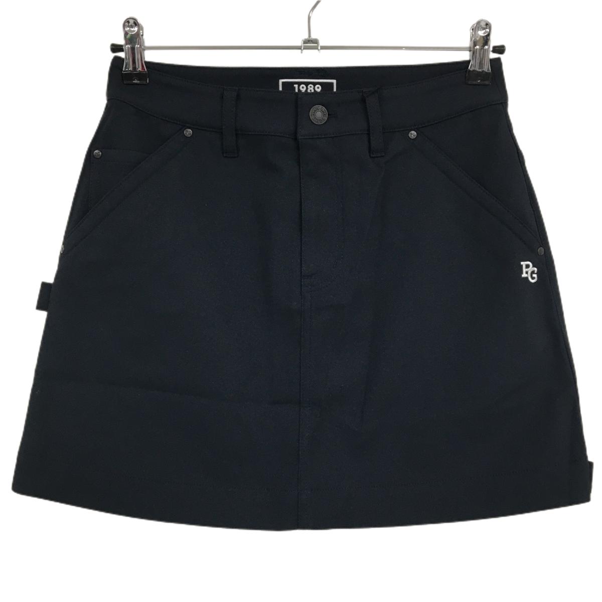 【新品】パーリーゲイツ スカート 黒×白 ロゴ刺しゅう レディース 0(S) ゴルフウェア PEARLY GATES