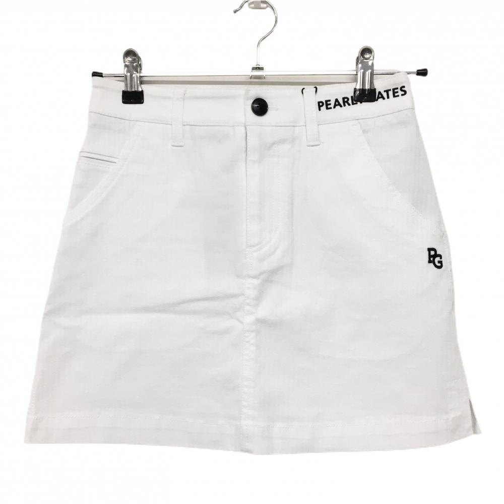 【新品】パーリーゲイツ スカート 白×黒 織生地 ロゴ刺しゅう レディース 00(XS) ゴルフウェア PEARLY GATES