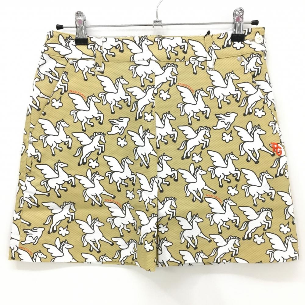 【新品】パーリーゲイツ スカート ベージュ系×白 ペガサス柄 ロゴオレンジ レディース 1(M) ゴルフウェア PEARLY GATES