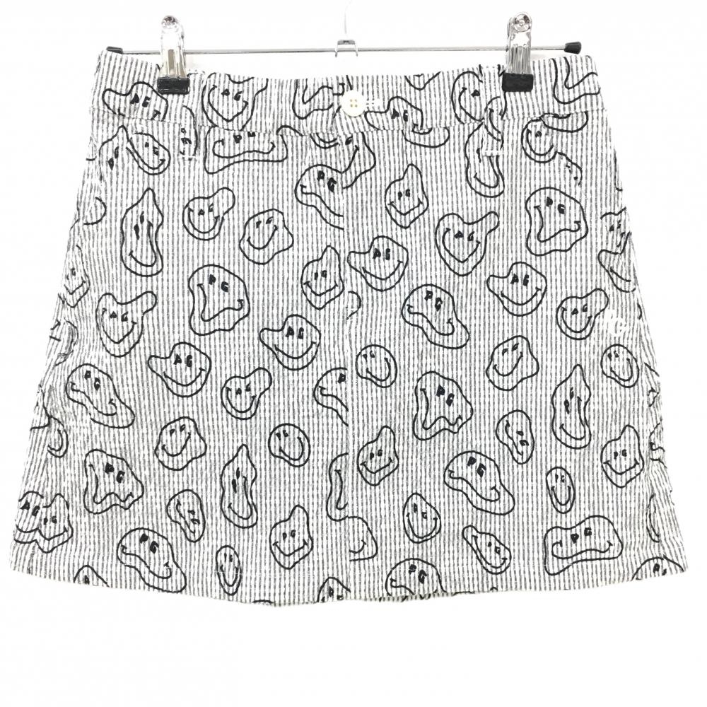 【新品】パーリーゲイツ スカート 白×ダークグレー ストライプ TOKE NIKO サッカー生地 レディース 1 ゴルフウェア PEARLY GATES