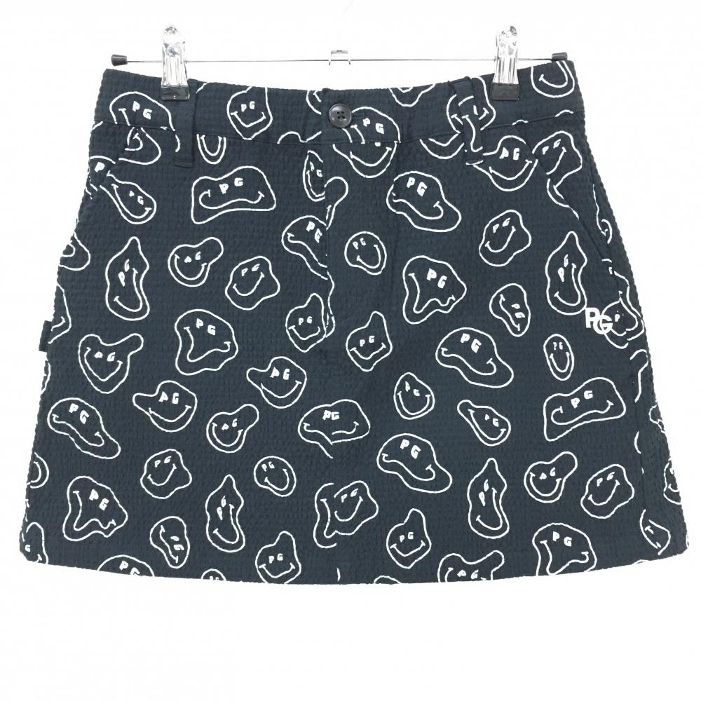 【新品】パーリーゲイツ スカート 黒×白 TOKE NIKO サッカー生地 レディース 1(M) ゴルフウェア PEARLY GATES