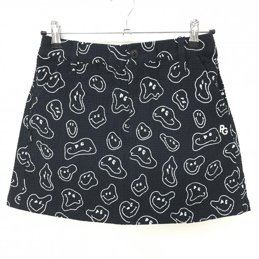 【新品】パーリーゲイツ スカート 黒×白 TOKE NIKO サッカー生地 レディース 0(S) ゴルフウェア PEARLY GATES