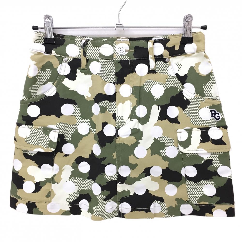 【新品】パーリーゲイツ カーゴスカート カーキ×白 カモフラ 迷彩 ドット レディース 1(M) ゴルフウェア PEARLY GATES