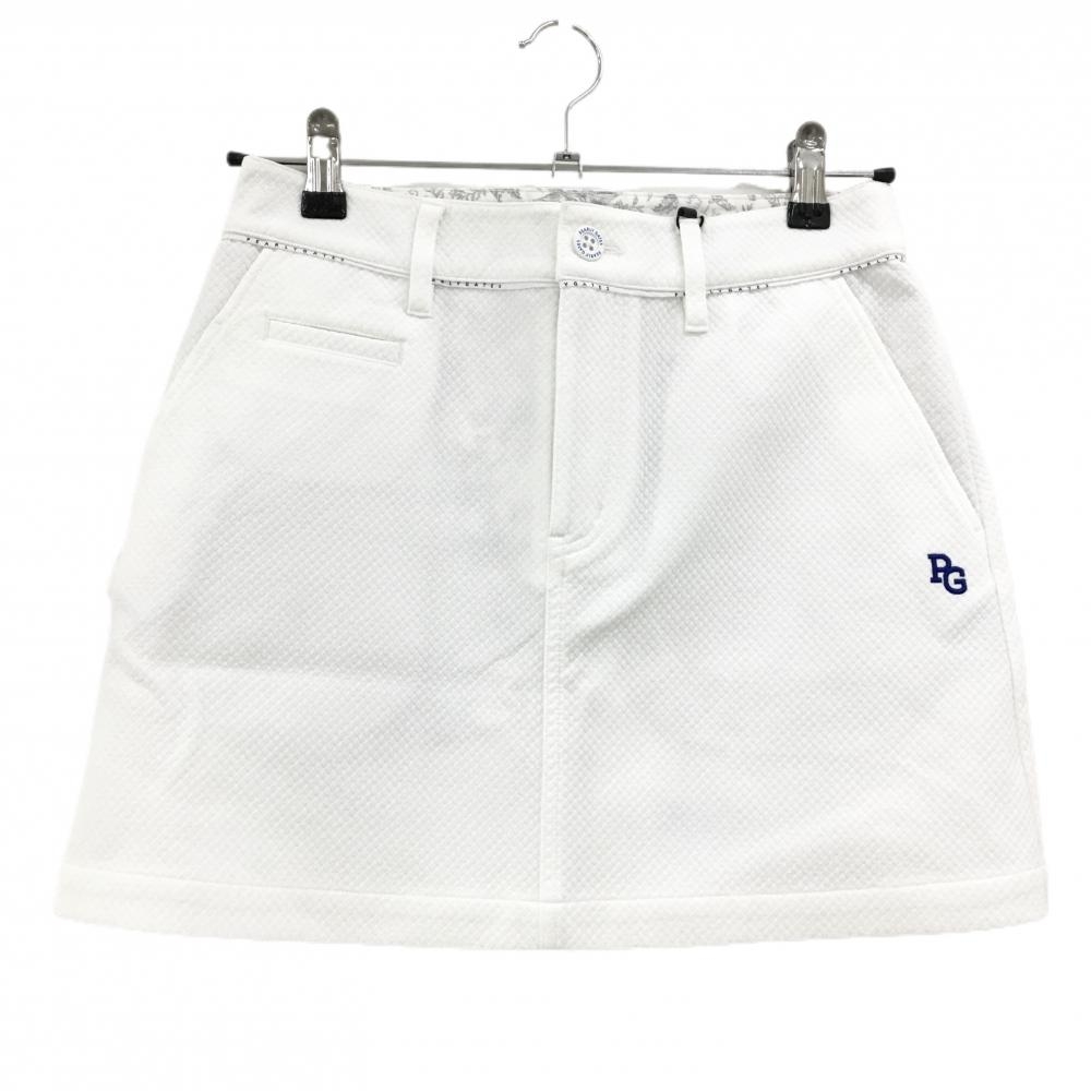 【新品】パーリーゲイツ スカート 白 ダイヤ柄織生地 ロゴブルー レディース 1(M) ゴルフウェア PEARLY GATES