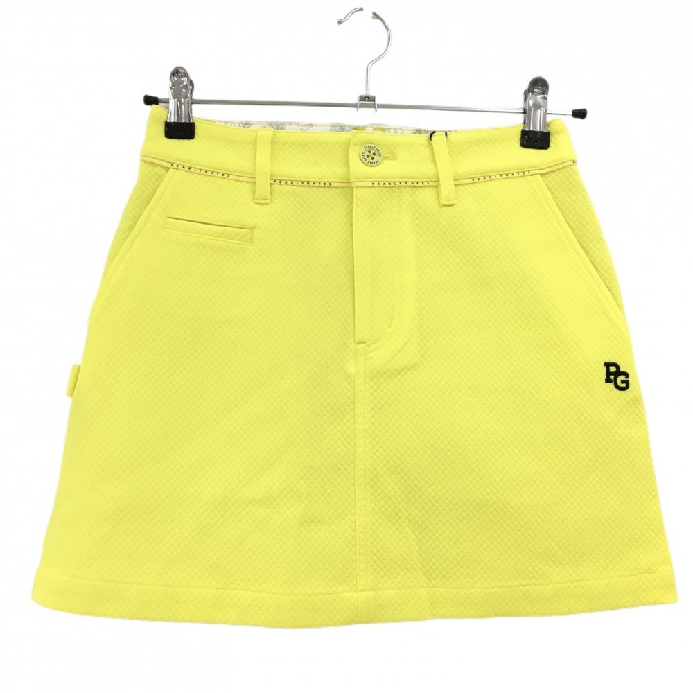 【新品】パーリーゲイツ スカート イエロー ダイヤ柄織生地 ロゴネイビー レディース 00(XS) ゴルフウェア PEARLY GATES