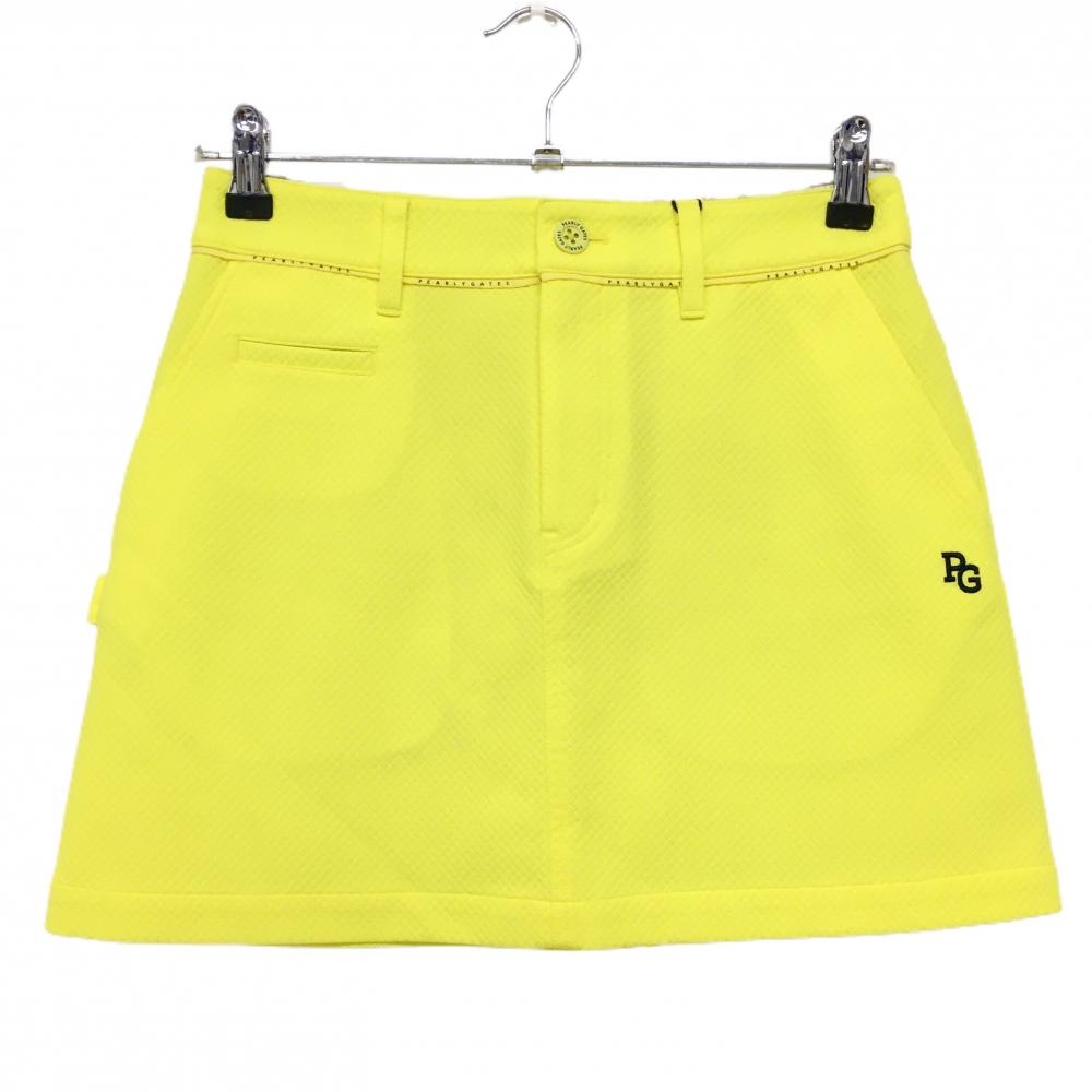 【新品】パーリーゲイツ スカート イエロー ダイヤ柄織生地 ロゴネイビー レディース 0(S) ゴルフウェア PEARLY GATES