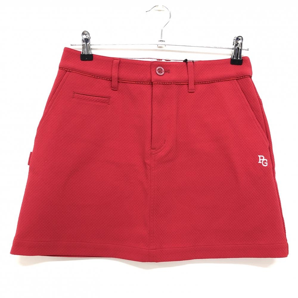 【新品】パーリーゲイツ スカート レッド ダイヤ柄織生地 ロゴ白 レディース 1(M) ゴルフウェア PEARLY GATES