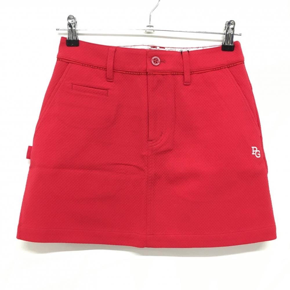 【新品】パーリーゲイツ スカート レッド ダイヤ柄織生地 ロゴ白 レディース 00(XS) ゴルフウェア PEARLY GATES