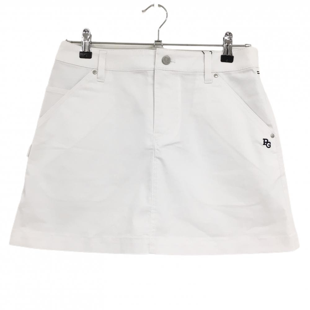 【新品】パーリーゲイツ スカート 白×ネイビー ロゴ刺しゅう レディース 1(M) ゴルフウェア PEARLY GATES