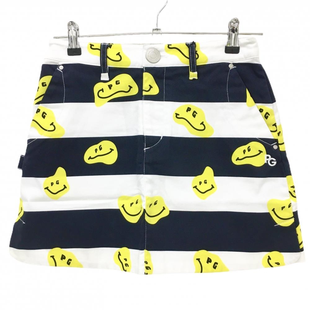 【新品】パーリーゲイツ スカート 白×ネイビー×イエロー TOKE NIKO ボーダー ロゴ刺しゅう レディース 0(S) ゴルフウェア PEARLY GATES