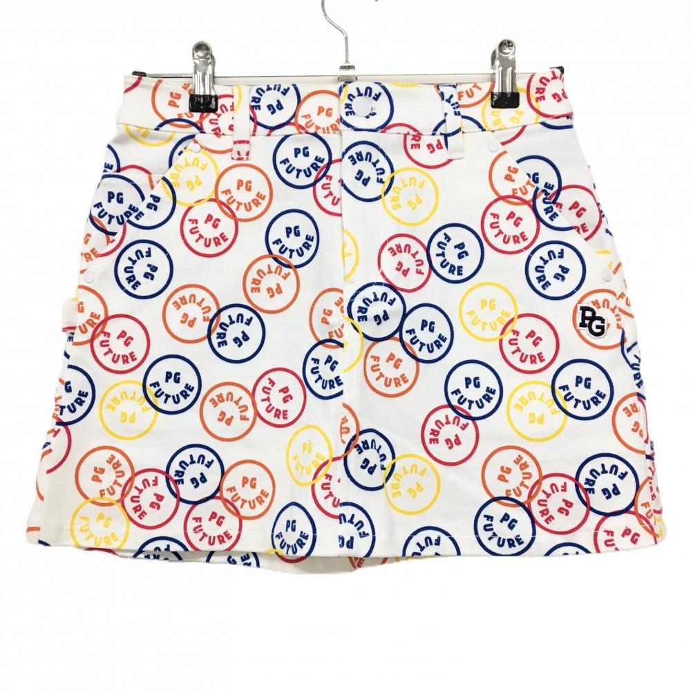 【新品】パーリーゲイツ スカート 白×マルチカラー FUTUREニコ ストレッチ レディース 0(S) ゴルフウェア PEARLY GATES