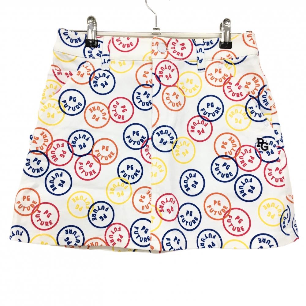 【新品】パーリーゲイツ スカート 白×マルチカラー FUTUREニコ ストレッチ レディース 0(S) ゴルフウェア PEARLY GATES