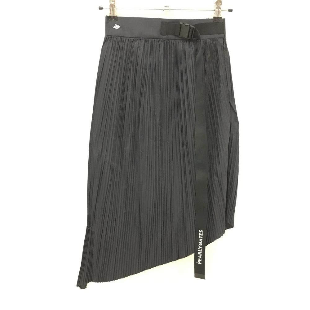 【新品】パーリーゲイツ プリーツスカート ダークネイビー×黒 アシンメトリー 裏地付き  レディース 0(S) ゴルフウェア PEARLY GATES