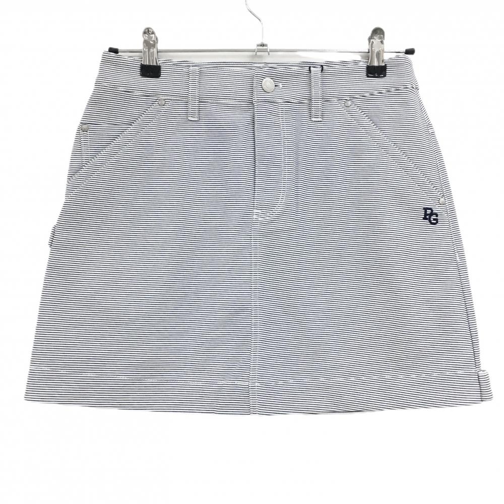【新品】パーリーゲイツ スカート 白×ネイビー ボーダー ロゴ刺しゅう レディース 0(S) ゴルフウェア PEARLY GATES