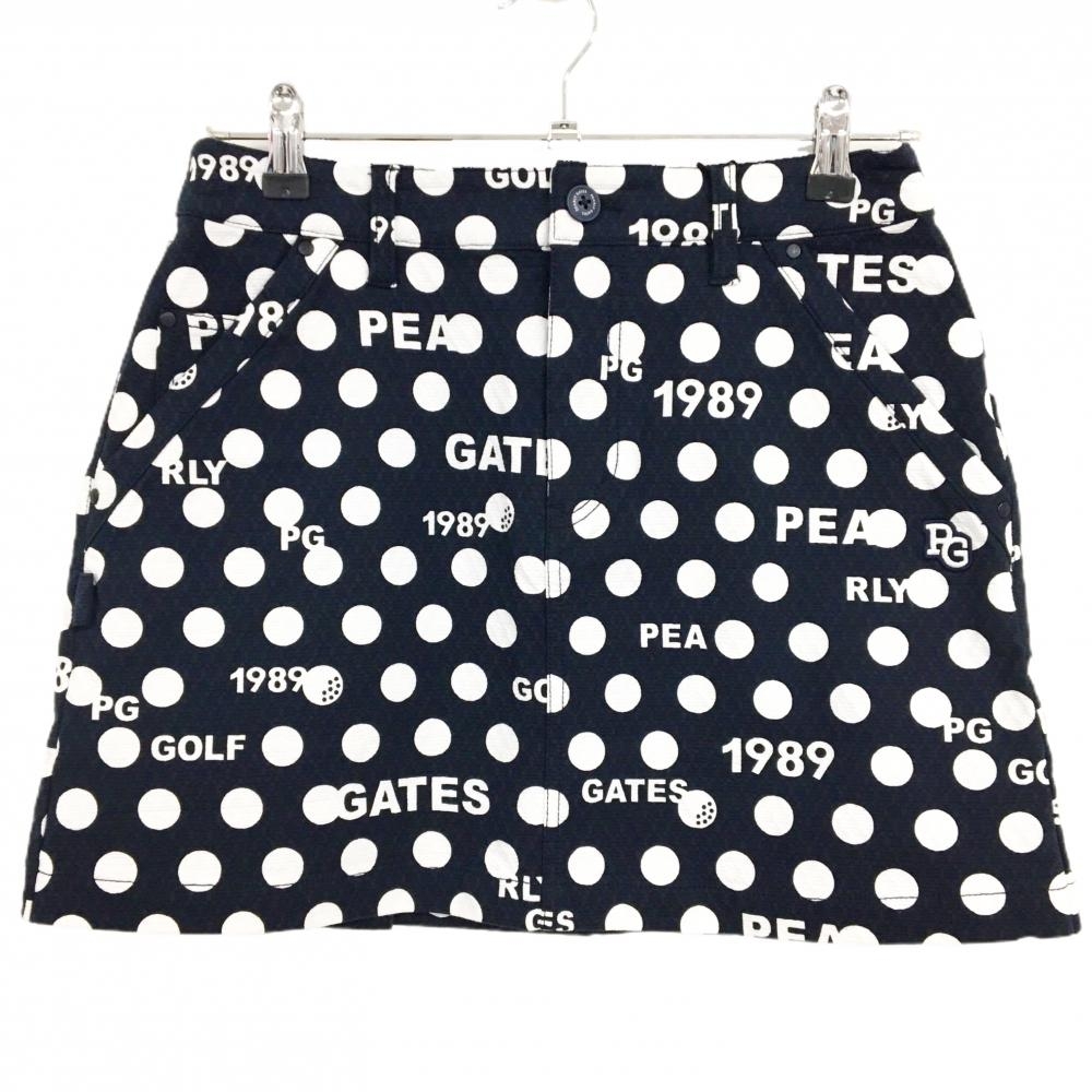 【新品】パーリーゲイツ スカート ダークネイビー×白 ドット柄 ロゴ刺しゅう ストレッチ レディース 1(M) ゴルフウェア PEARLY GATES