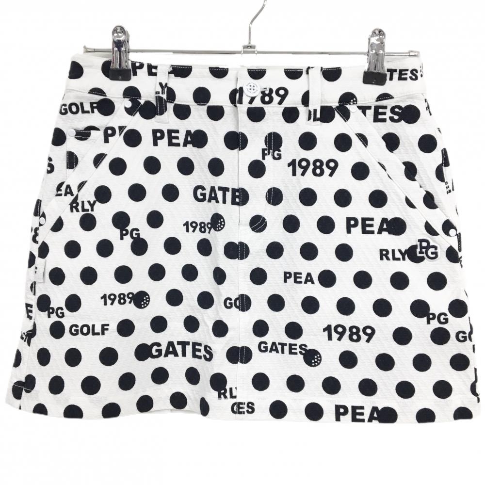 【新品】パーリーゲイツ スカート 白×黒 ドット柄 ロゴ刺しゅう ストレッチ レディース 1(M) ゴルフウェア PEARLY GATES