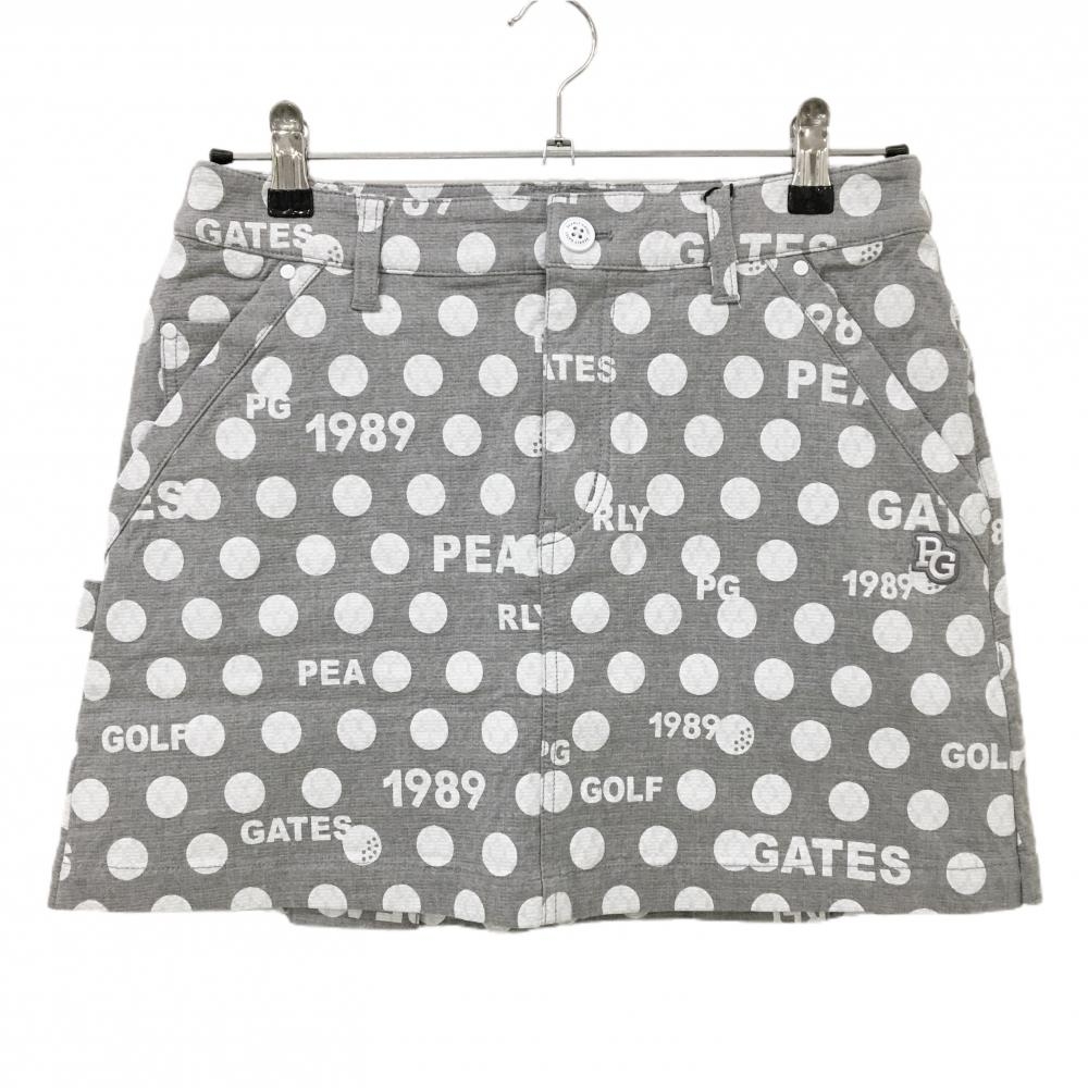 【新品】パーリーゲイツ スカート グレー×白 ドット柄 ロゴ刺しゅう ストレッチ レディース 1(M) ゴルフウェア PEARLY GATES