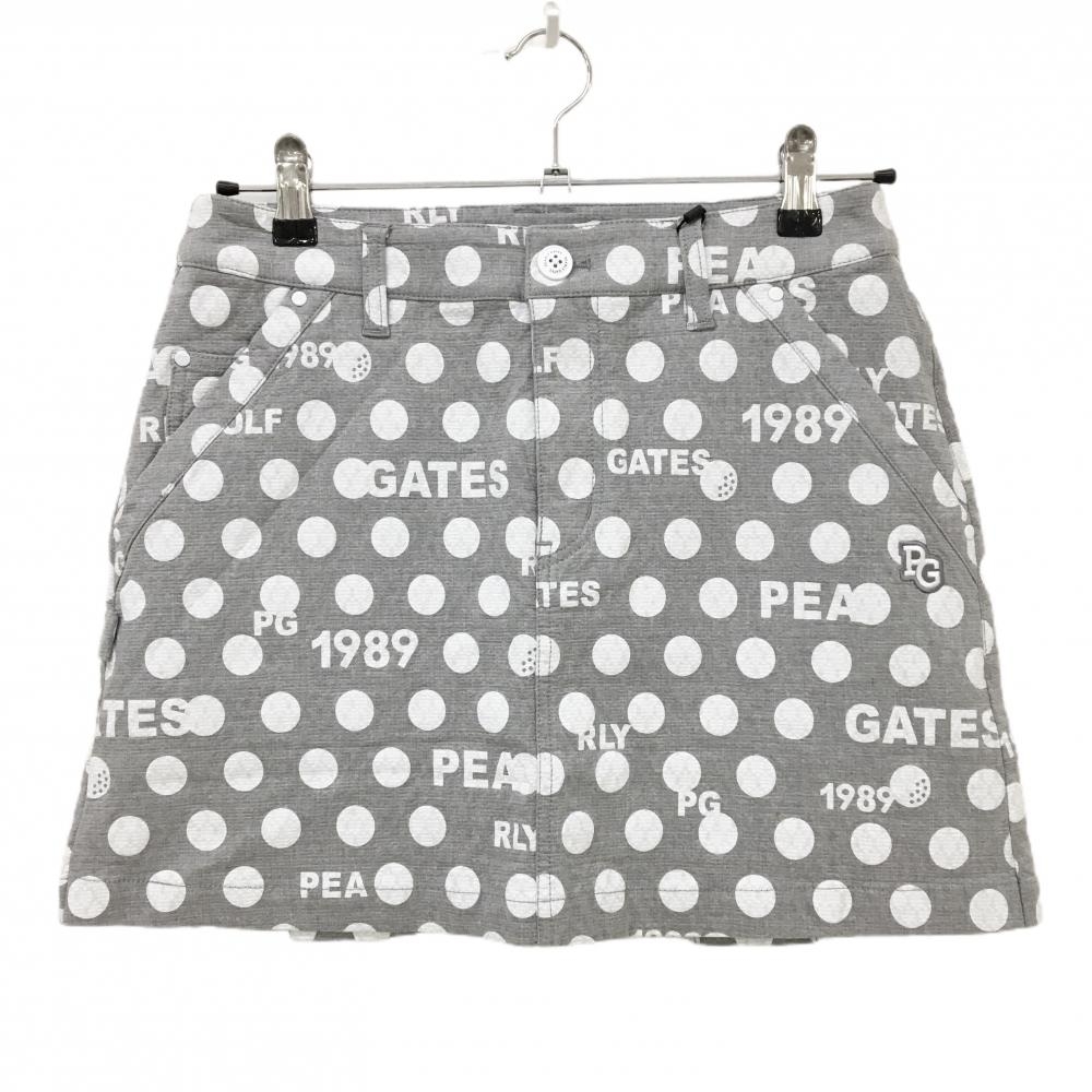 【新品】パーリーゲイツ スカート グレー×白 ドット柄 ロゴ刺しゅう ストレッチ レディース 1(M) ゴルフウェア PEARLY GATES