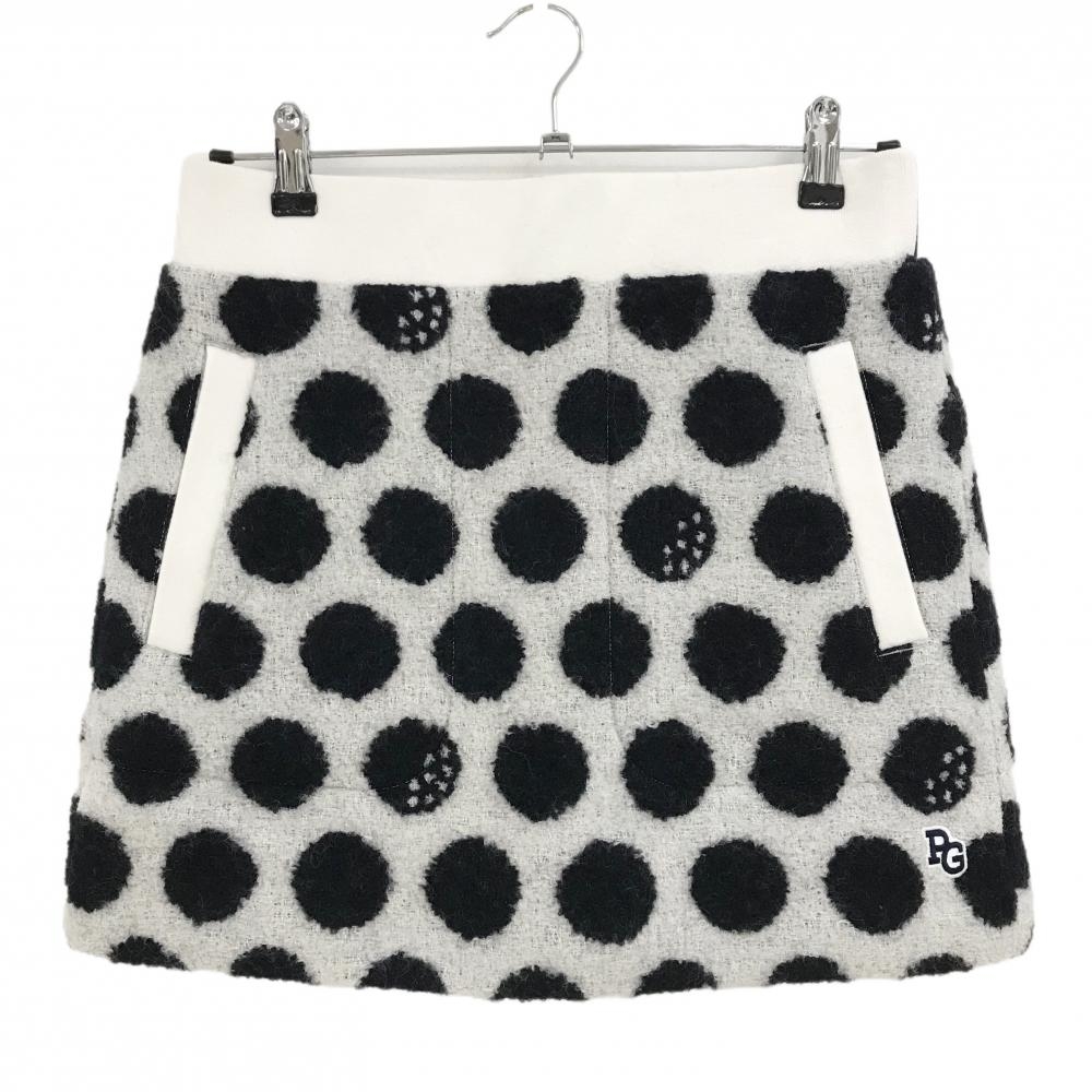 【新品】パーリーゲイツ ウールスカート ライトグレー×ダークネイビー ドット柄 裏地メッシュ レディース 1(M) ゴルフウェア PEARLY GATES