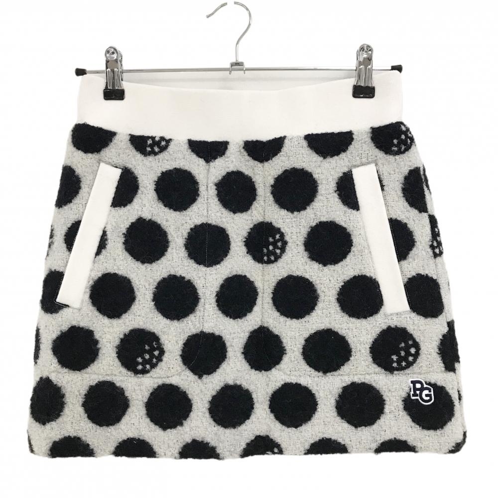 【新品】パーリーゲイツ ウールスカート ライトグレー×ダークネイビー ドット柄 裏地メッシュ レディース 0(S) ゴルフウェア PEARLY GATES