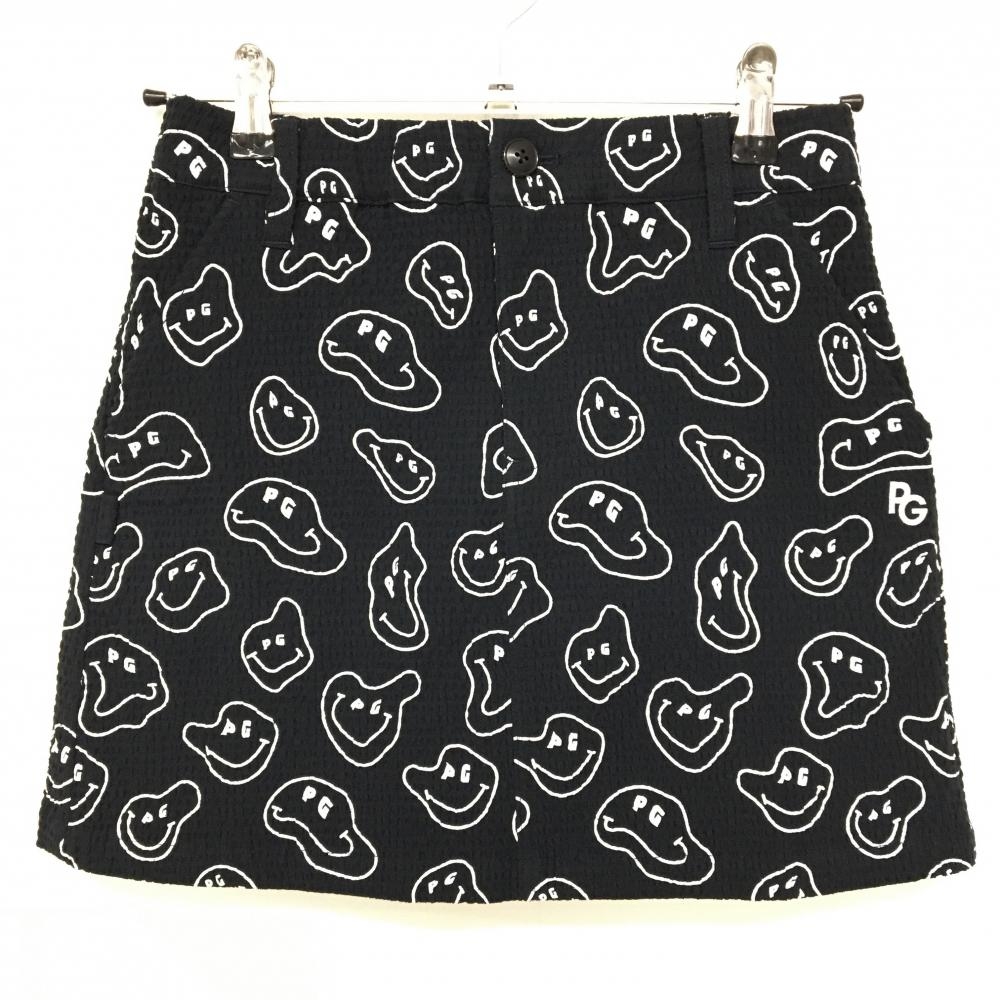 【新品】パーリーゲイツ スカート 黒×白 TOKE NIKO サッカー生地 レディース 00(XS) ゴルフウェア PEARLY GATES