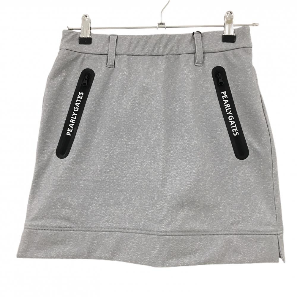 【新品】パーリーゲイツ スカート グレー×黒 ヘリンボーン地模様 裏微起毛  レディース 0(S) ゴルフウェア PEARLY GATES