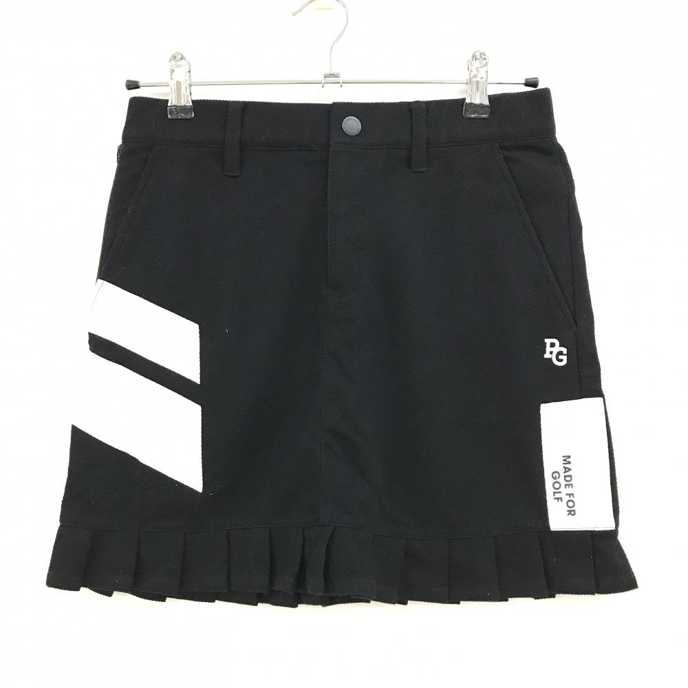 【超美品】パーリーゲイツ スカート 黒×白 裾プリーツ  レディース 0(S) ゴルフウェア PEARLY GATES