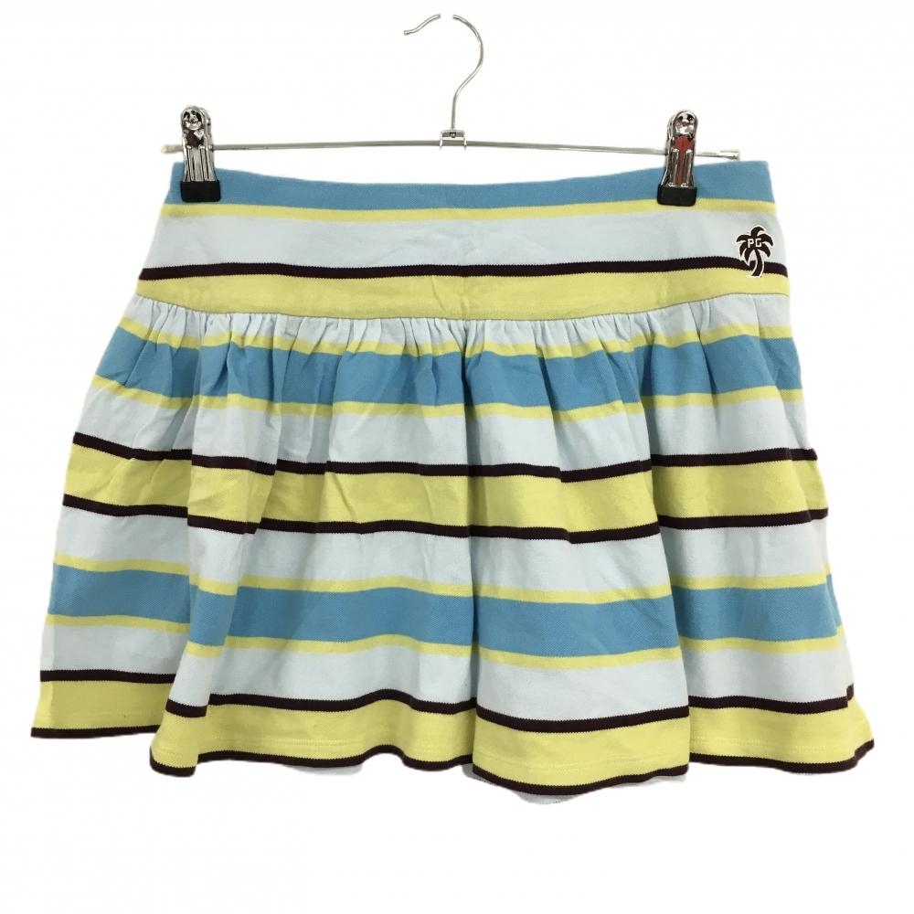 パーリーゲイツ スカート ライトブルー×イエロー ボーダー ヤシの木  レディース 1(M) ゴルフウェア PEARLY GATES