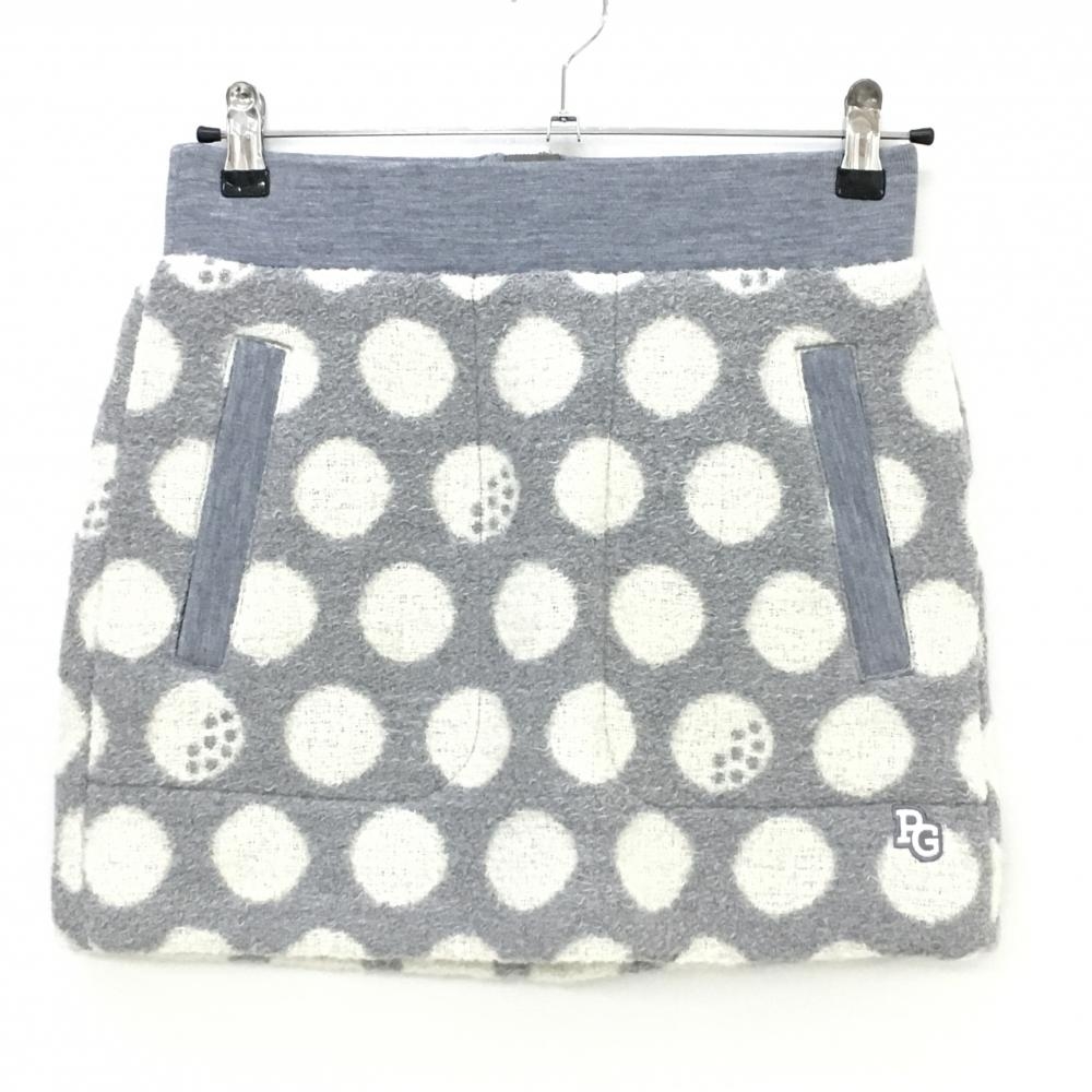 【新品】パーリーゲイツ ウールスカート グレー×白 ドット柄 ウエストゴム  レディース 0(S) ゴルフウェア PEARLY GATES