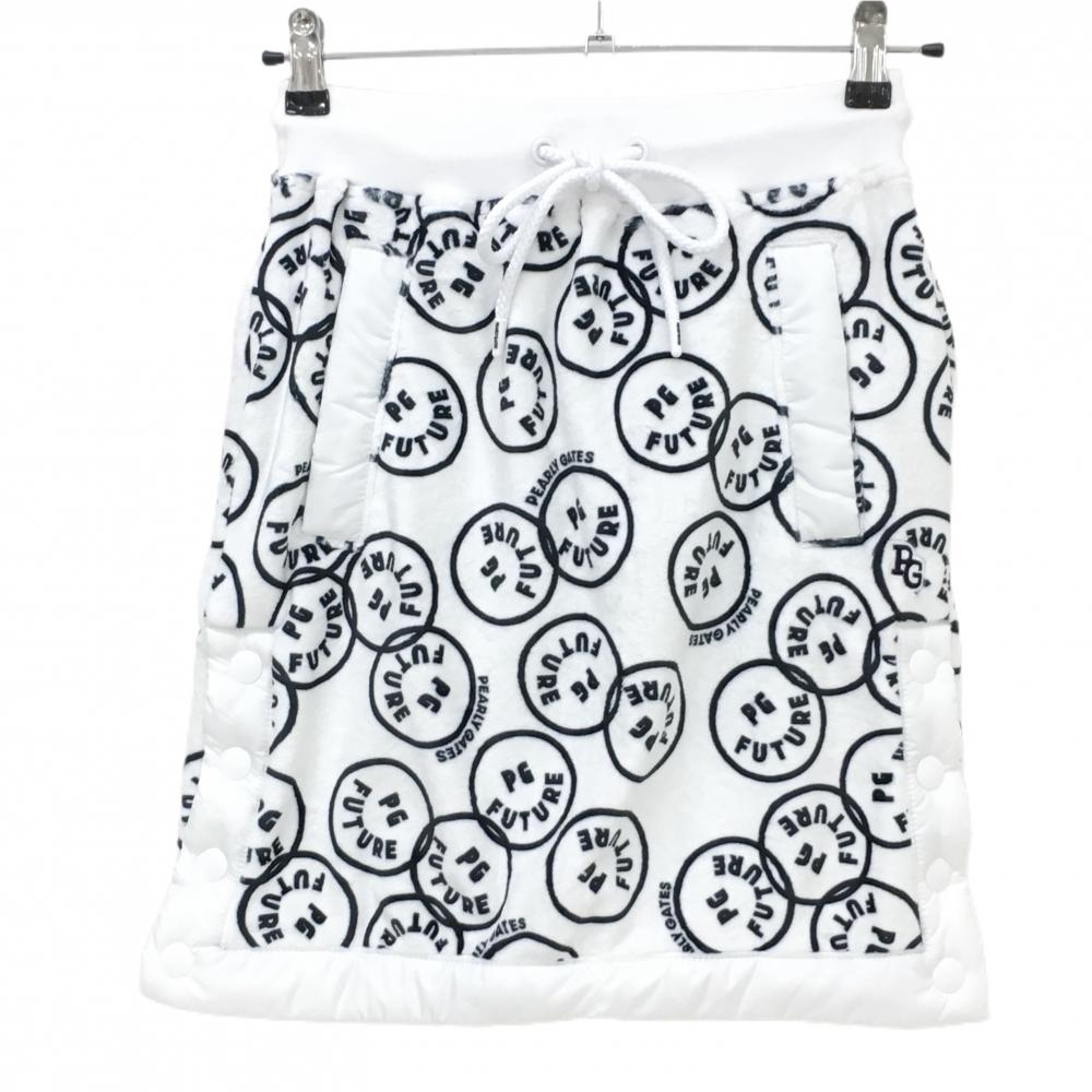 【新品】パーリーゲイツ ベロアスカート 白×ネイビー FUTUREニコ 裏ボア レディース 0(S) ゴルフウェア PEARLY GATES