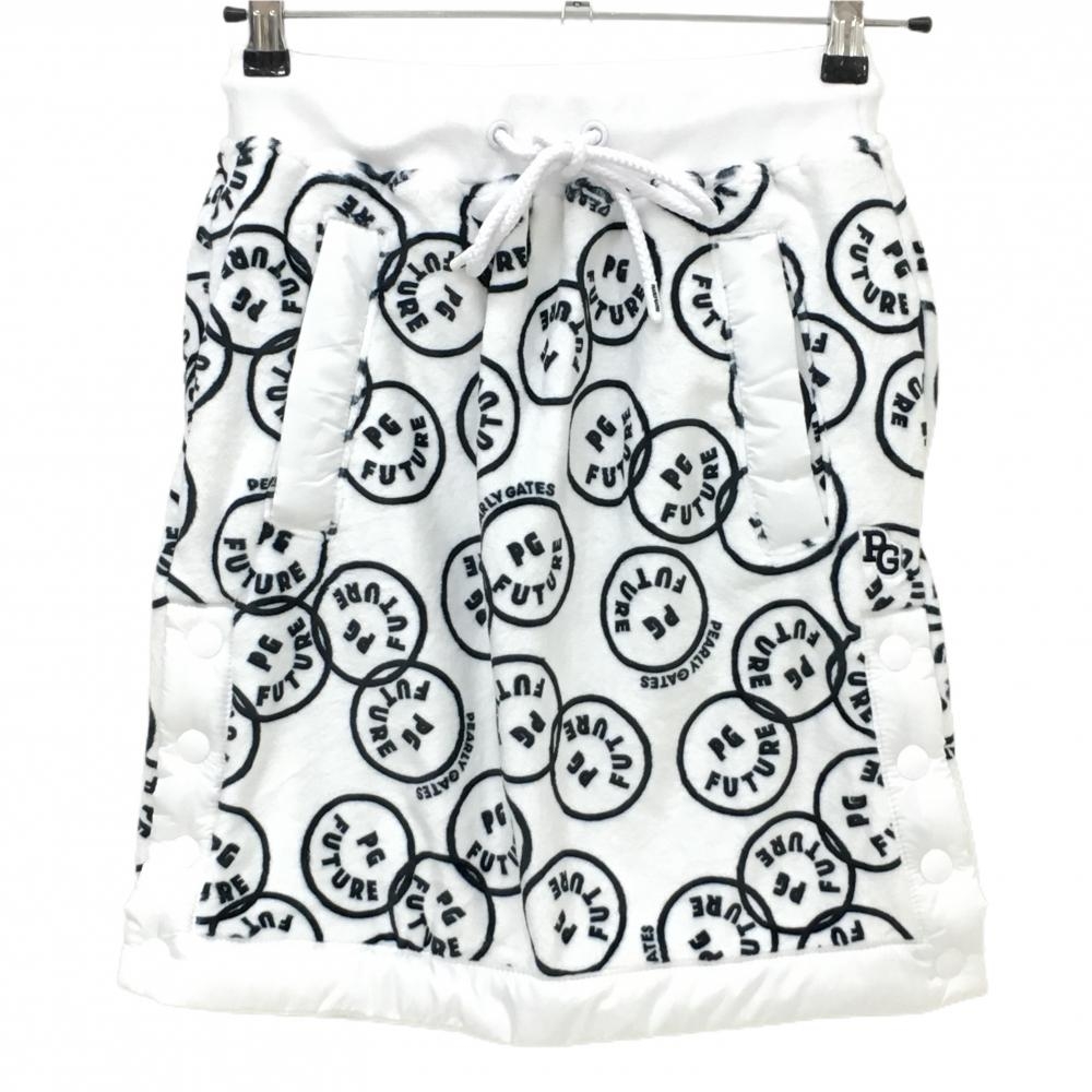 【新品】パーリーゲイツ ベロアスカート 白×ネイビー FUTUREニコ 裏ボア  レディース 0(S) ゴルフウェア PEARLY GATES