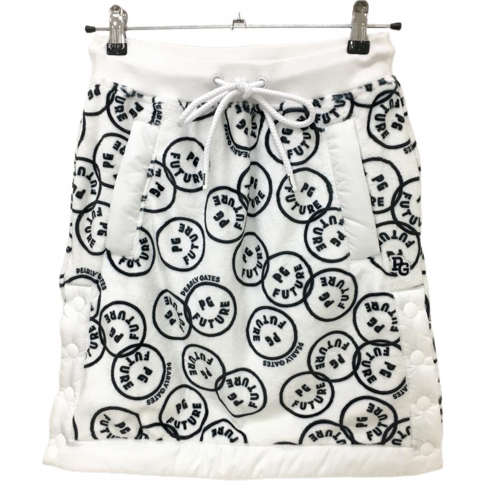 【新品】パーリーゲイツ ベロアスカート 白×ネイビー FUTUREニコ 裏ボア  レディース 1(M) ゴルフウェア PEARLY GATES
