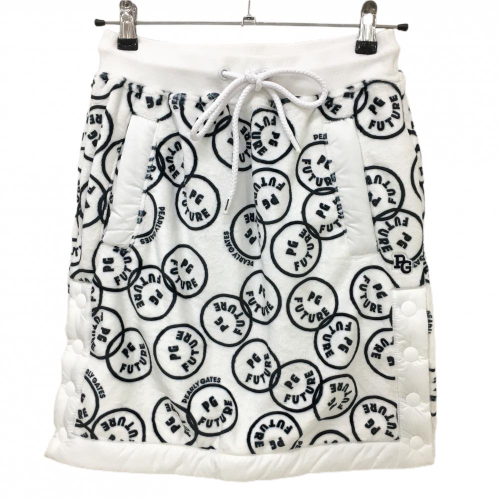 【新品】パーリーゲイツ ベロアスカート 白×ネイビー FUTUREニコ 裏ボア  レディース 1(M) ゴルフウェア PEARLY GATES