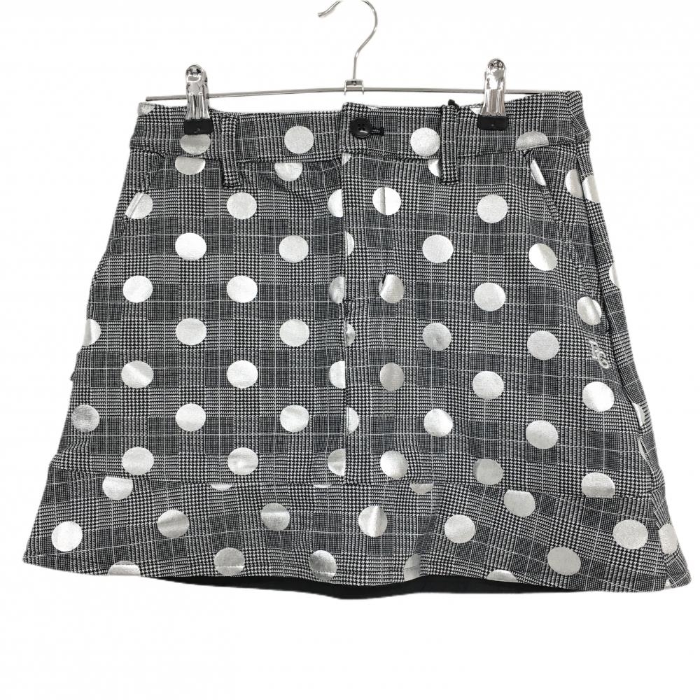 【新品】パーリーゲイツ スカート 黒×白×シルバー ドット柄 チェック 裏微起毛 レディース 0(S) ゴルフウェア PEARLY GATES