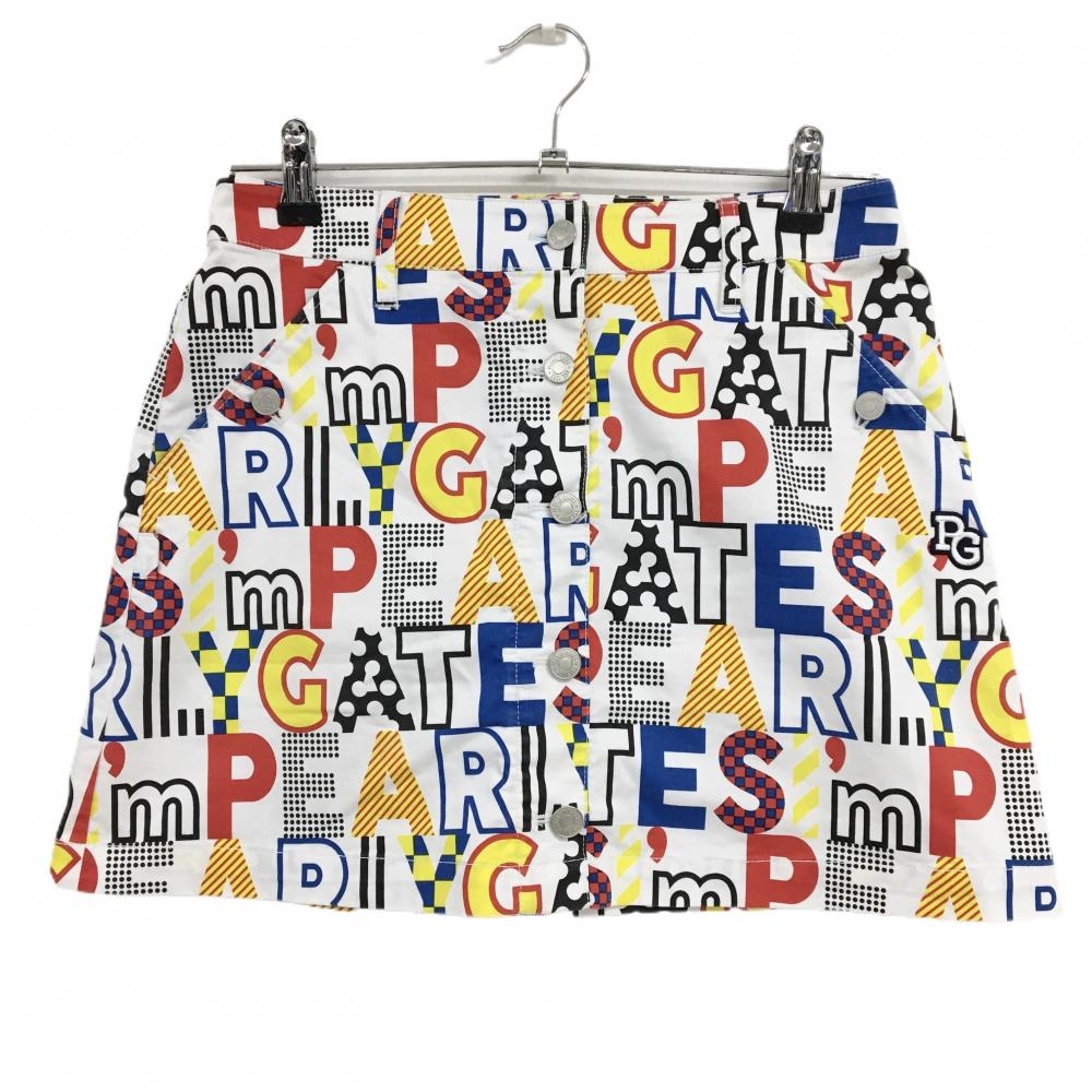 パーリーゲイツ スカート 白×マルチカラー 総柄  レディース 1(M) ゴルフウェア PEARLY GATES
