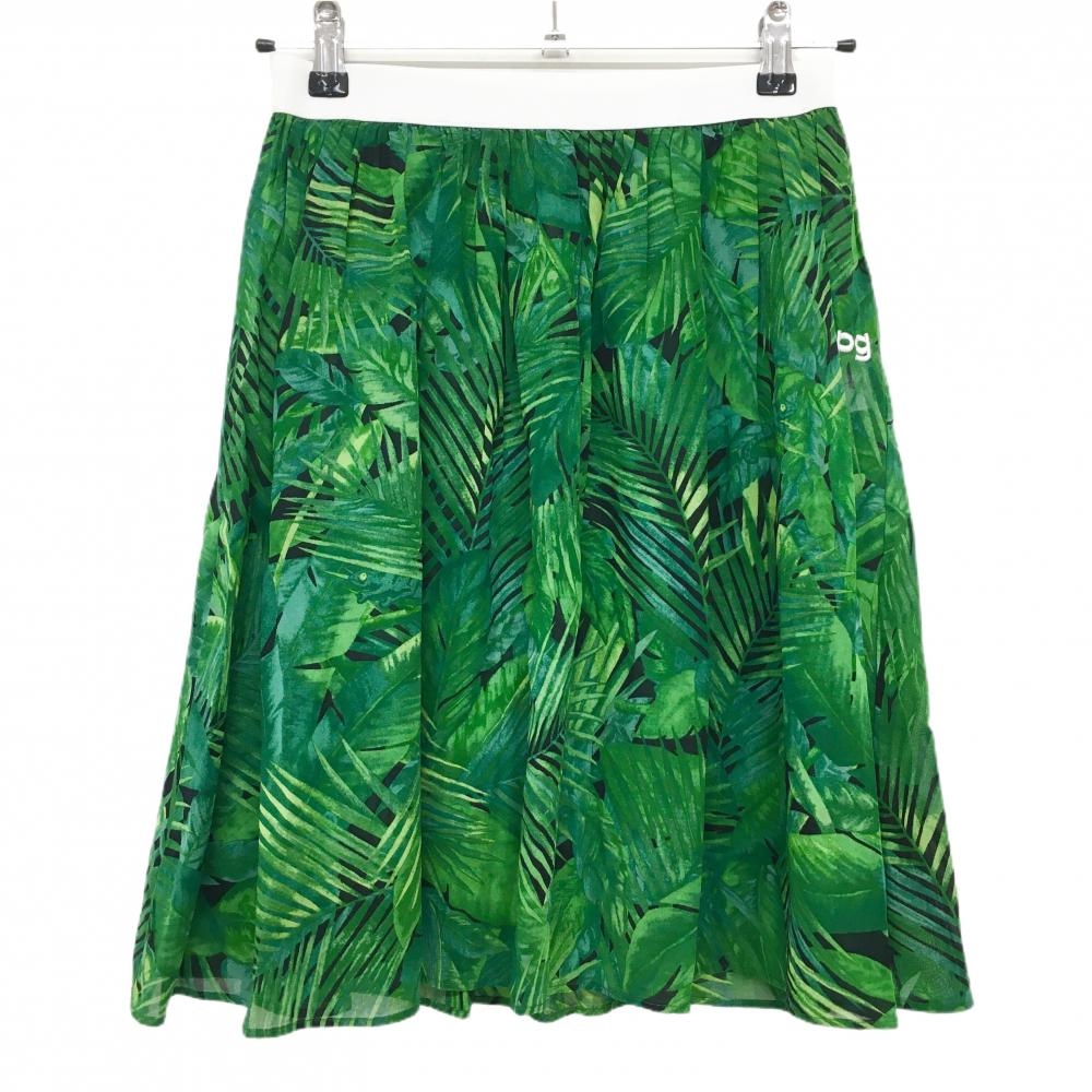 【超美品】パーリーゲイツ スカート グリーン×黒 リーフ柄 シアー素材 ペチコート付 レディース 0 ゴルフウェア PEARLY GATES