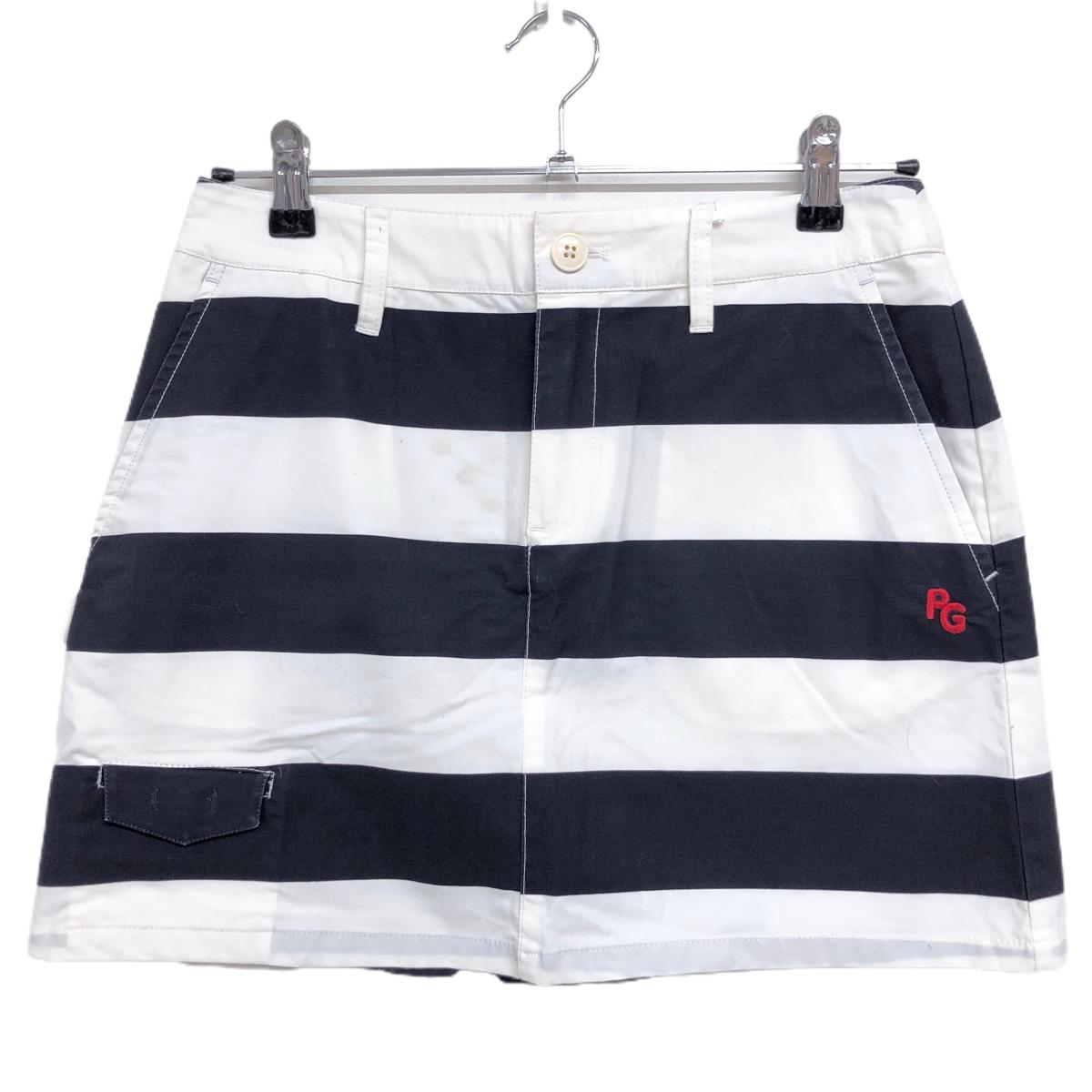 【新品】パーリーゲイツ スカート 白×ネイビー ボーダー 内側ニコちゃん スマイル レディース 1(M) ゴルフウェア PEARLY GATES