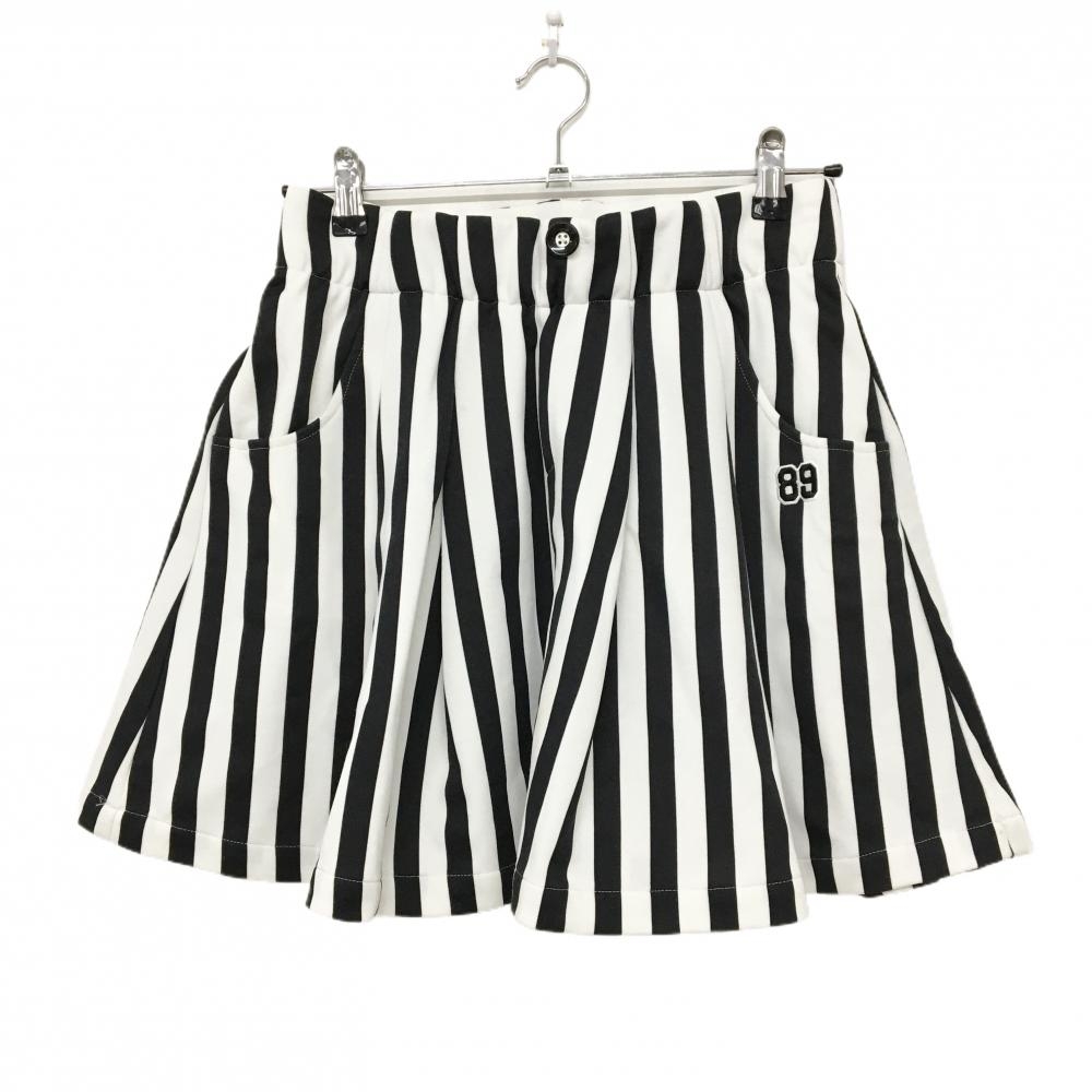 パーリーゲイツ スカート 白×黒 ストライプ フレア  レディース 0(S) ゴルフウェア PEARLY GATES