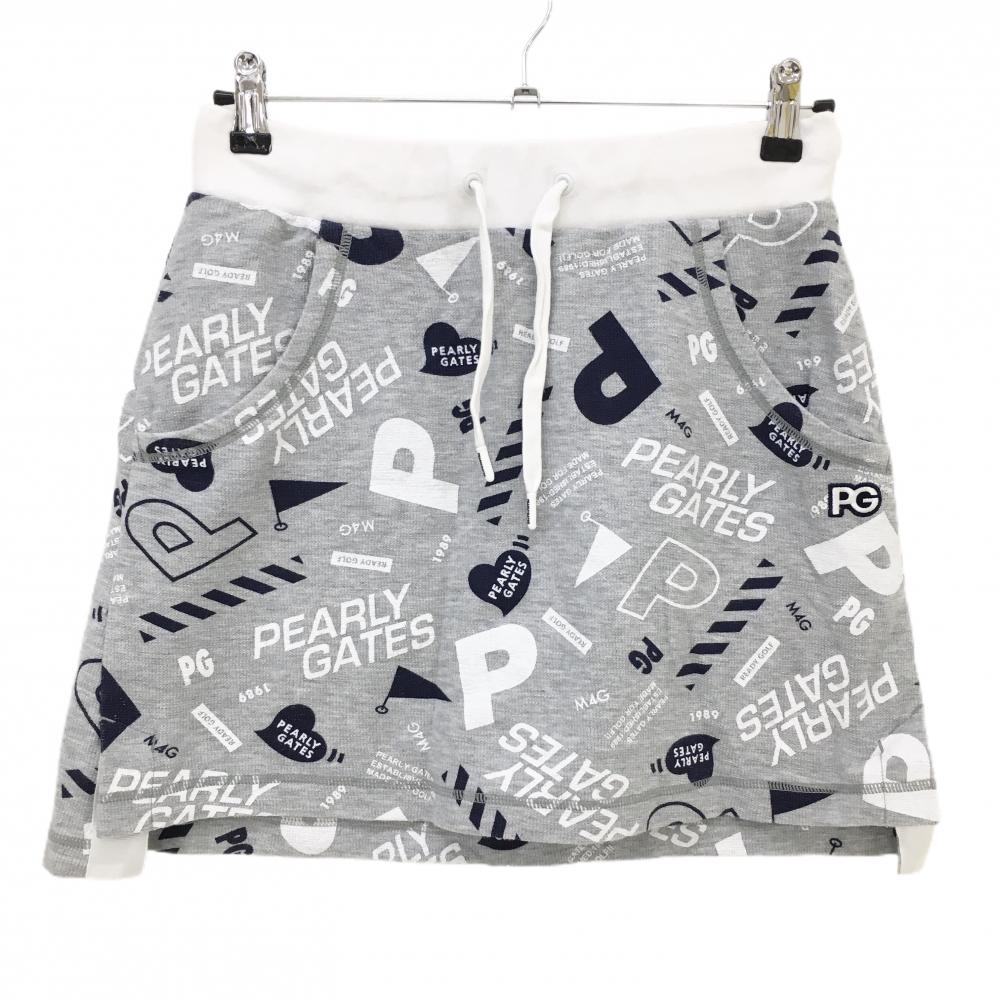 【美品】パーリーゲイツ スカート グレー×白 総柄  レディース 1(M) ゴルフウェア PEARLY GATES