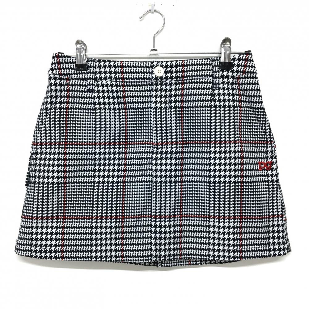 【新品】パーリーゲイツ スカート 黒系×ライトグレー×レッド グレンチェック調 レディース 0(S) ゴルフウェア PEARLY GATES