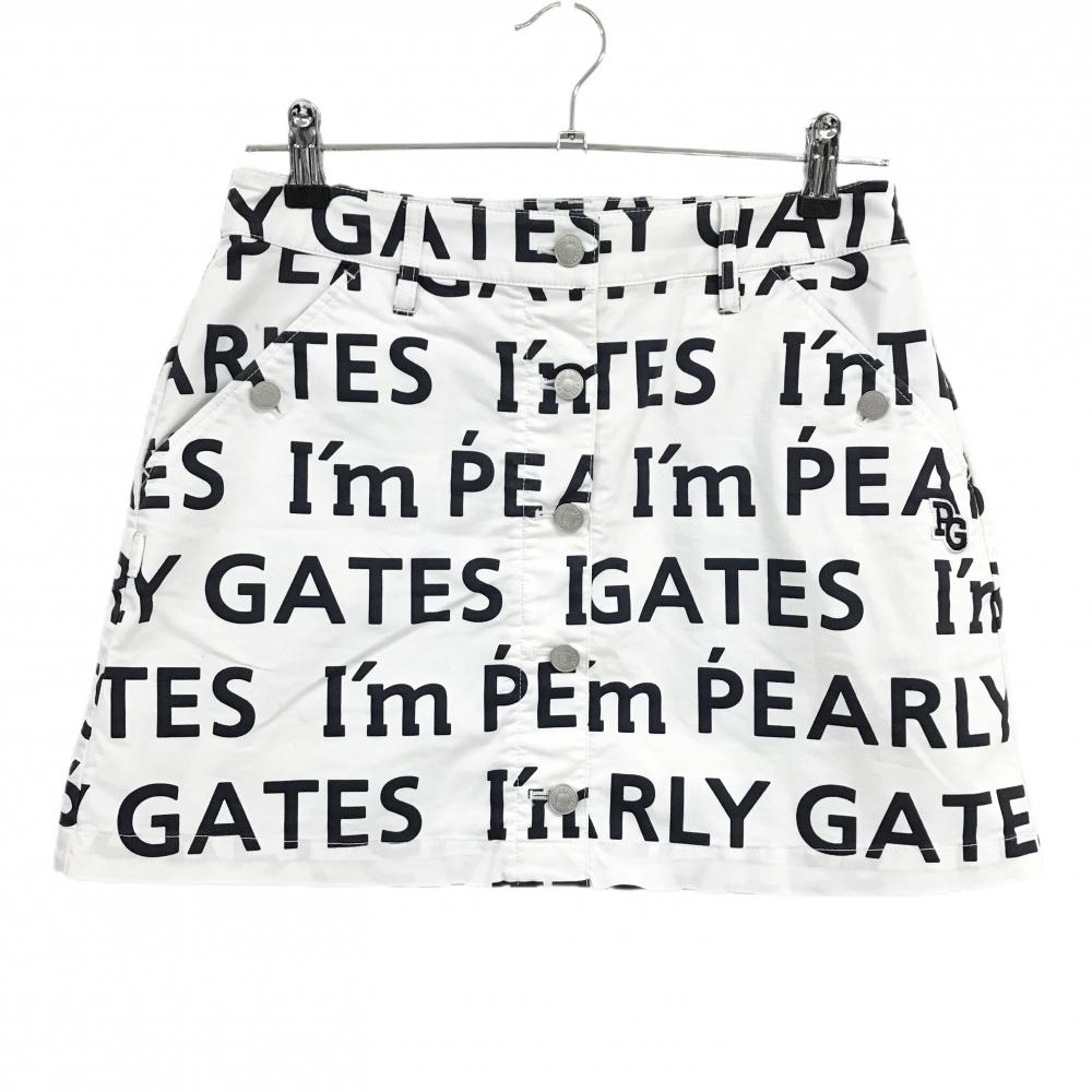 パーリーゲイツ スカート 白×ネイビー ロゴ総柄 30周年裏地 レディース 1(M) ゴルフウェア PEARLY GATES