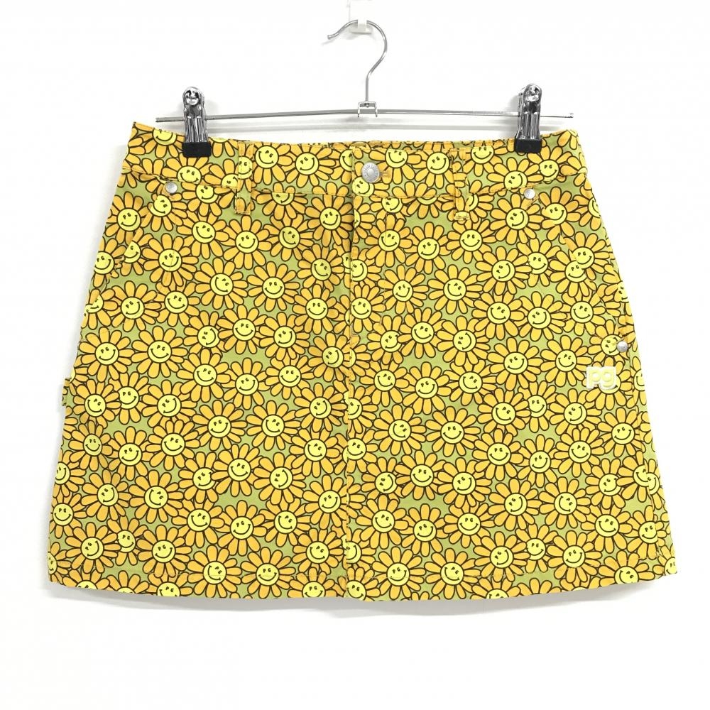 【美品】パーリーゲイツ スカート イエロー 花柄 ニコちゃん スマイル  レディース 1(M) ゴルフウェア PEARLY GATES