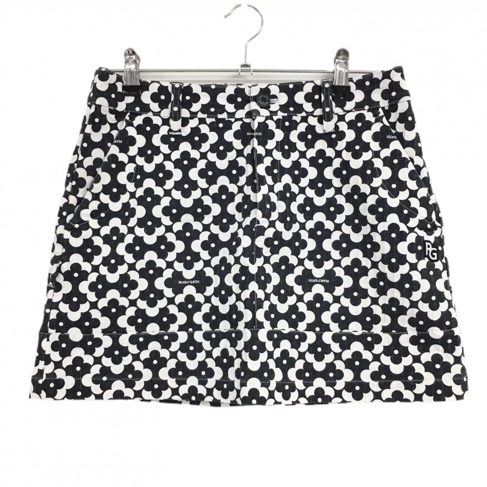 【美品】パーリーゲイツ スカート 黒系×白 総柄  レディース 1(M) ゴルフウェア 2023年モデル PEARLY GATES
