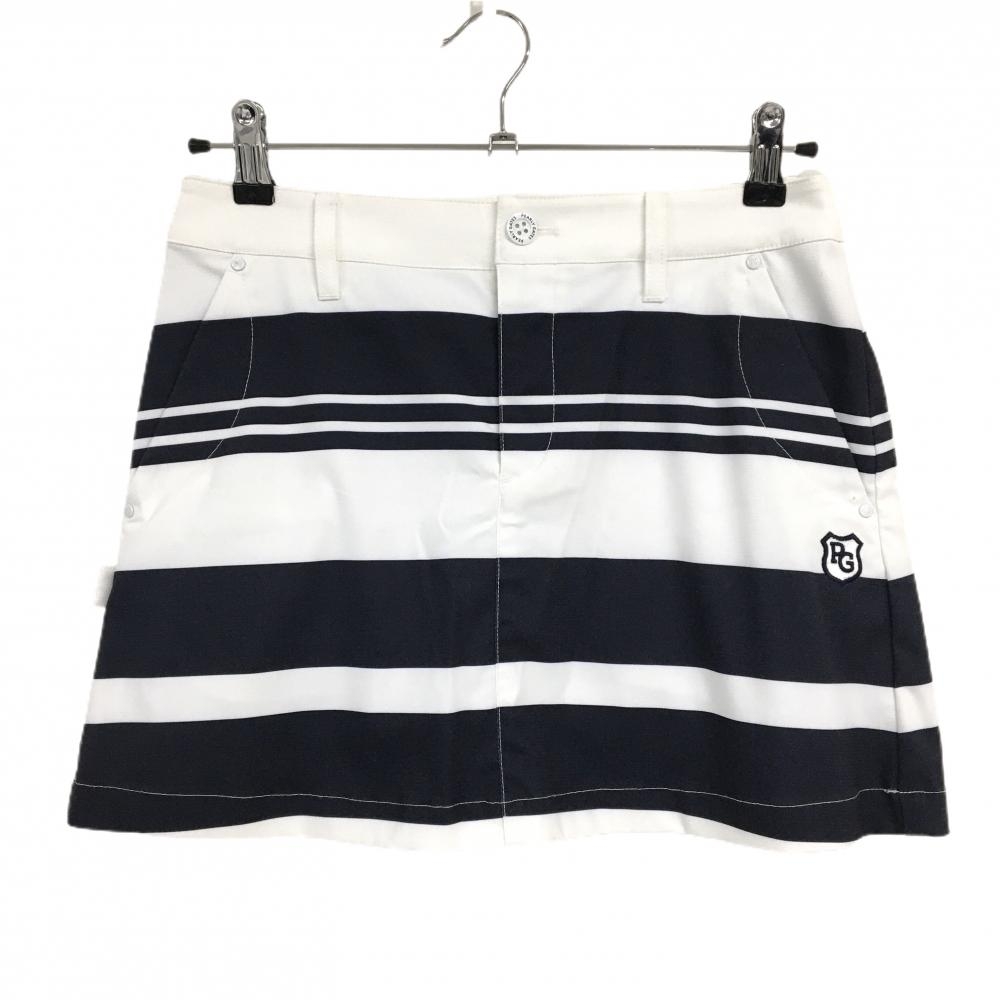 【美品】パーリーゲイツ スカート 白×ネイビー ボーダー レディース 0(S) ゴルフウェア PEARLY GATES